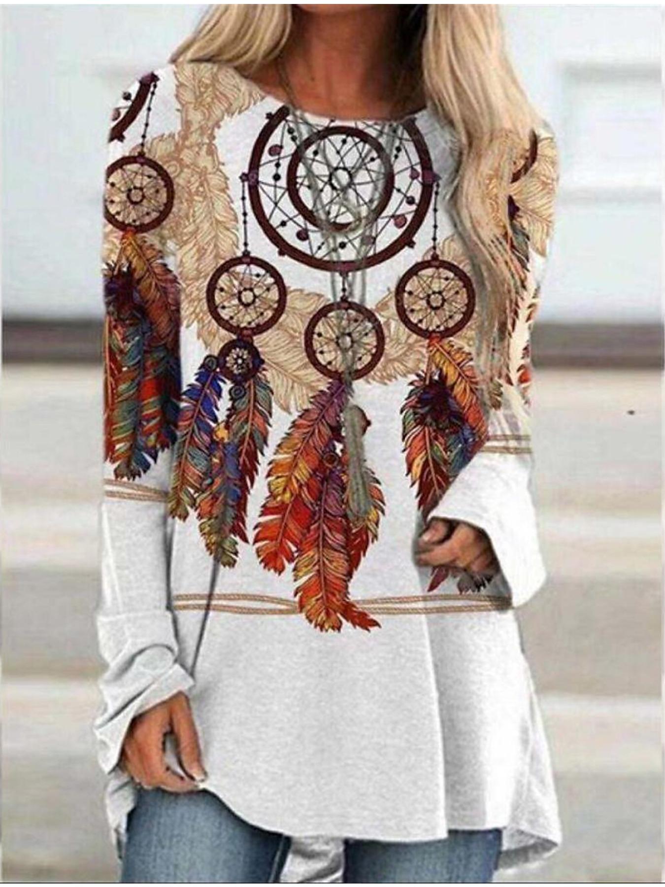 

Женская футболка больших размеров, весенняя, в стиле ретро, с принтом, удобная, с длинным рукавом, круглым вырезом, повседневная, свободного кроя, средней длины, топы 8XL белый