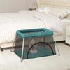 VidaXL Baby Playpen with Mattress Green Linen Fabric 10306