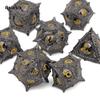 7 Pcs Black Yellow Eyes Metal Dice Solid Metal Polyhedral Dice Set Suitable for Role-Playing RPG Game Dice Role-Playing RPG