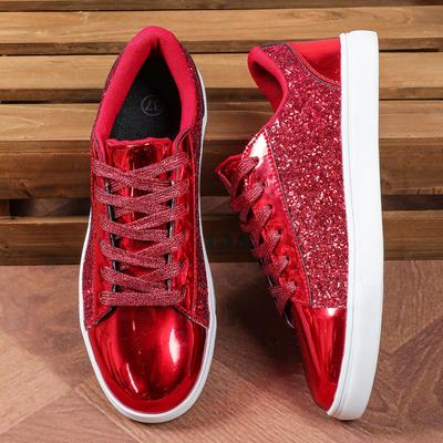 Jinjiang Schuhe Glitzer Plateau Pailletten Board Schuhe Absatz erhöhend Freizeit Sportschuhe Outdoor Trendige Schuhe