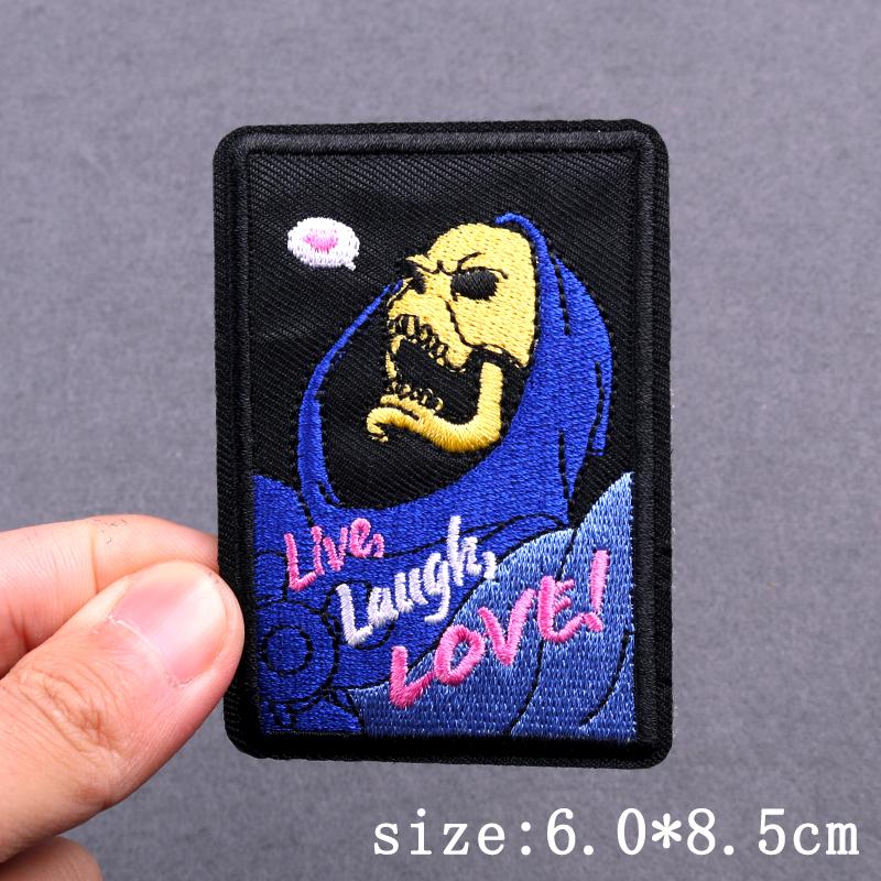 Skull Punk Embroidery Patches For Clothing Hip Hop Animal Patch Iron On Patches On Clothes Heart Sexy Patch For Clothes Stickers