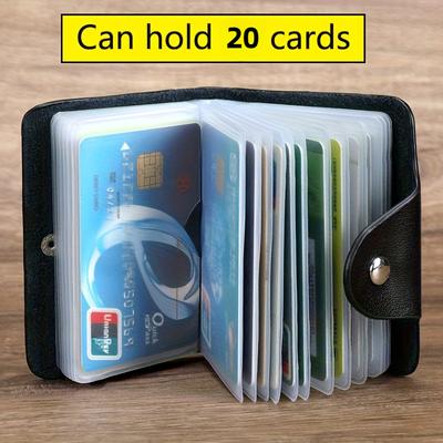 Premium Faux Leather Business Card Holder Wallet with 20 Card Slots, Waterproof, Snap Closure - Ideal for Bank Cards, Credit Cards, IDs, Card Bag