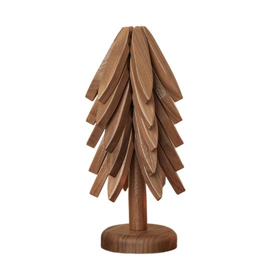 1/3/4/5 ks Ořechové dřevěné podložky se stojanem Žáruvzdorné podložky na hrnce Pánve Design tvaru vánočního stromku Podložky podložky do kuchyně Dekorace stolu Dárek