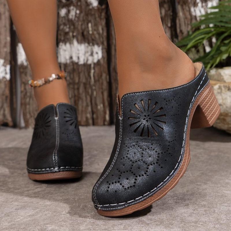 Large Size Thick High-heeled Bag Head Slippers Women's Summer New Hollow and Light Outer Sandals Women