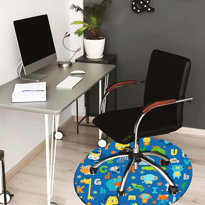 1pc Animal Alphabet Circle Round Carpet, Made of Polyester,Office Chairs, Living Rooms, Or Bedrooms, a Cool Rug for The Living Room.ydt26100