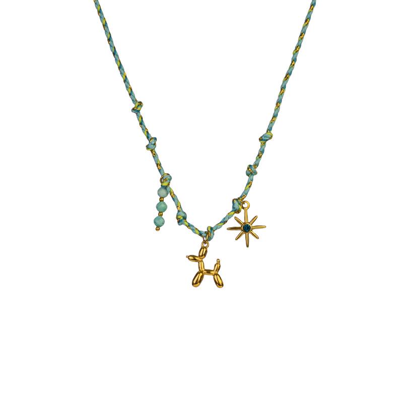 European & American Design Dopamine Color Rope Necklace with Ocean Series Pendant