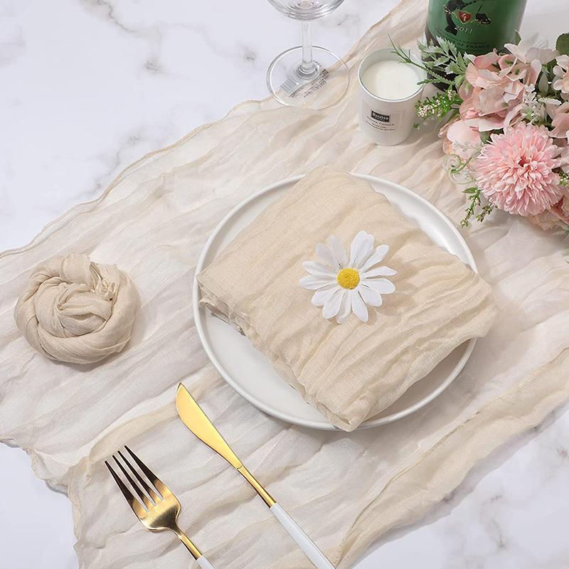 50X50Cm Wedding Party Placemat Crinkle Fabric Napkin Pleated Napkin Table Decoration