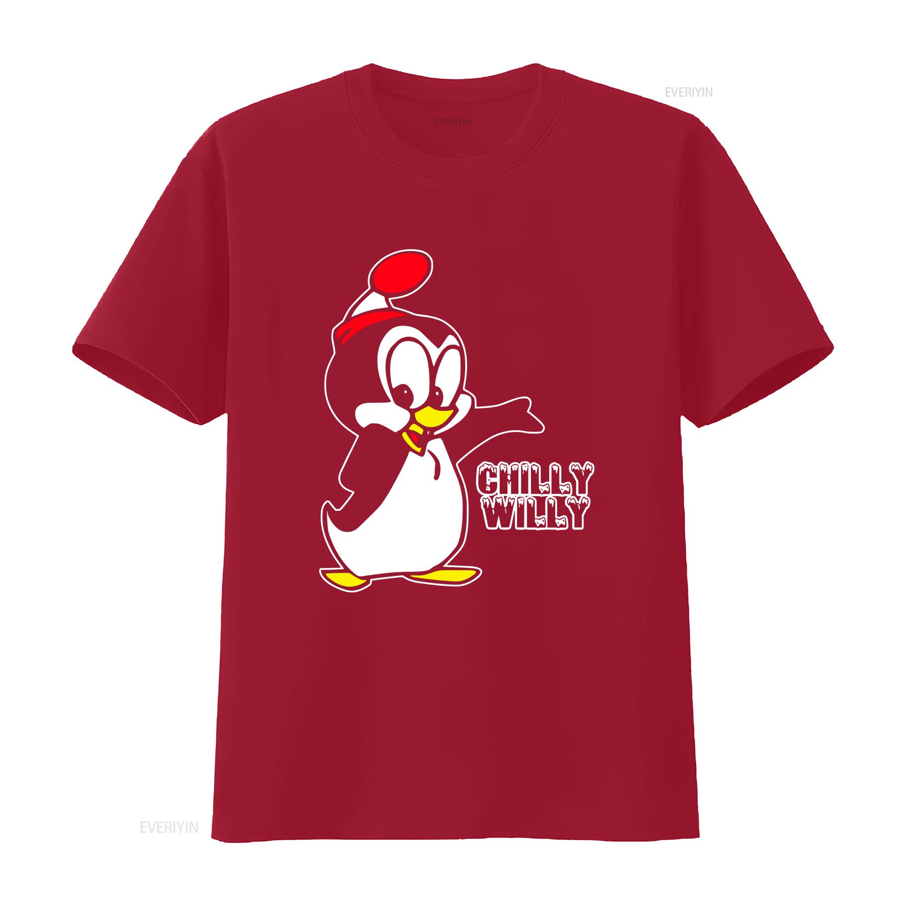 Chilly Willy T shirt vintage Washed streetwear graphic Breathable Stylish homme Versatile designer clothes Unisex Stretched S