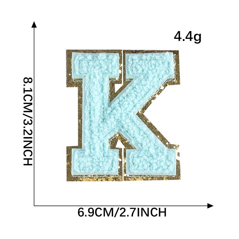 Stickerei Etikett Handtuch Stickerei Farbiges Englisches Buchstaben Patch Bekleidungszubehör Goldrand Aufkleber Stickerei Chenille Stickerei Stoffaufkleber