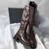 New Designer Vintage Thick Heel Women Knee High Boots Fashion Side Zippers Shoe Autumn Winter Ladies Concise Long Botas De Mujer
