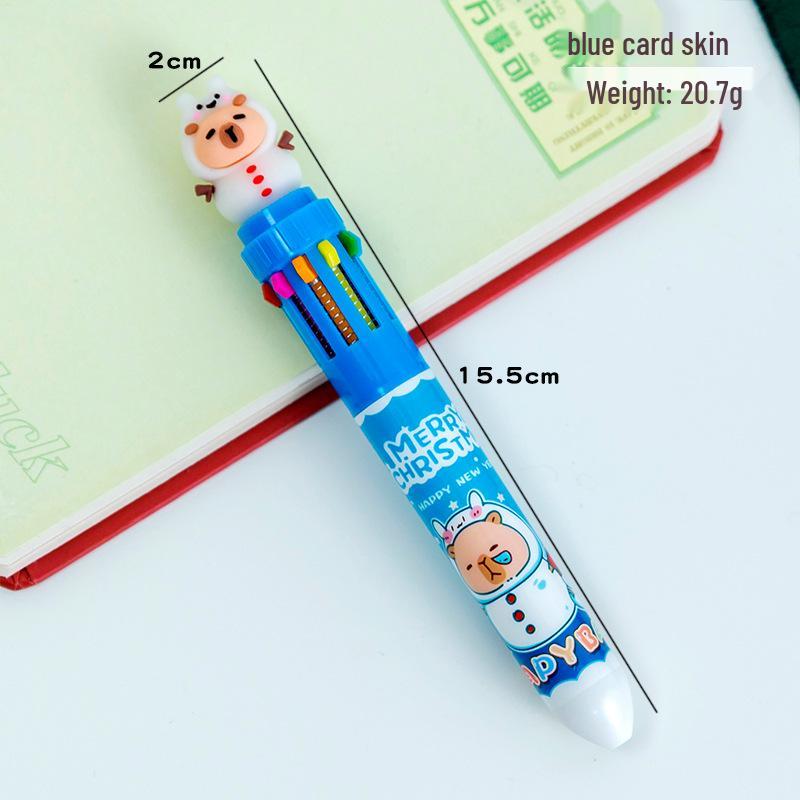 Christmas Capybara Multicolor Ballpoint Pen - Cute Student Journaling Gift