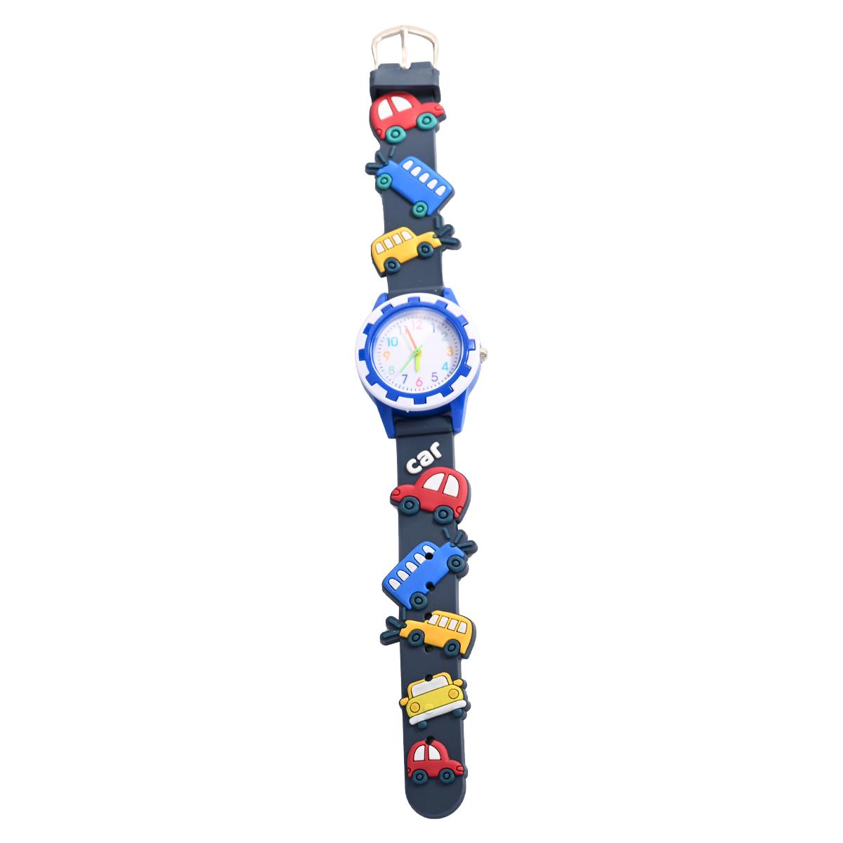 

Cute cartoon car silicone strap color scale children s quartz watch, suitable for children s daily wear, Christmas gifts темно серый