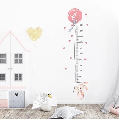 Balloon Rabbit Wall Stickers for Baby Girls Room Kids Room Height Grow Up Chart Height Measurement Wall Decals Nursery