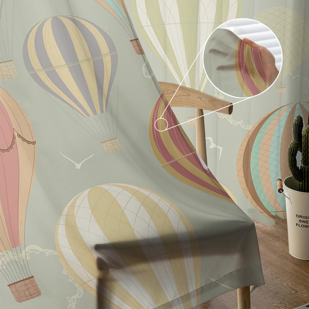 Cartoon Air Balloon Print Sheer Curtains For Living Room Bedroom Kitchen Home Hotel Decor Chiffon Tulle Window Panel Curtain