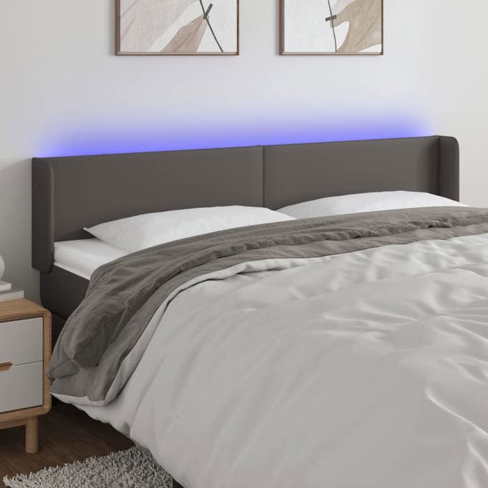 VidaXL Tête de Lit à LED Meuble de Chambre à Coucher Accessoire de Lit Double Tête de Cadre de Lit Intérieur Gris 3123062