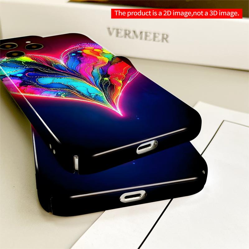2DFlat Neon Heart Abstract Art Phone Case All Inclusive Film Hard iPhone Case, Compatible with iPhone 18 Pro Max 17 16 15 14 13 12 11