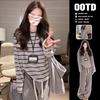 220g gestreiftes Langarm-T-Shirt für Damen aus Wollmischung - Neues Herbst/Winter High-End lockeres Basisshirt