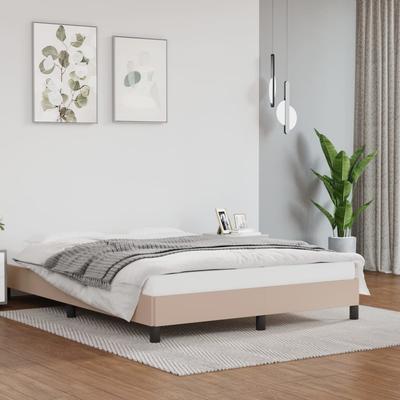 Vidaxl Bed Frame, Color Cappuccino, 140X200 Cm, Faux Leather