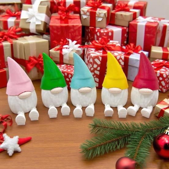1/5Pcs 3D Printed Gnome Figurine with Articulated Legs Movable Joints
