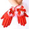 Christmas Santa Claus Festive Gloves Furry Cuff Red Fur Glove Christmas White Velvet