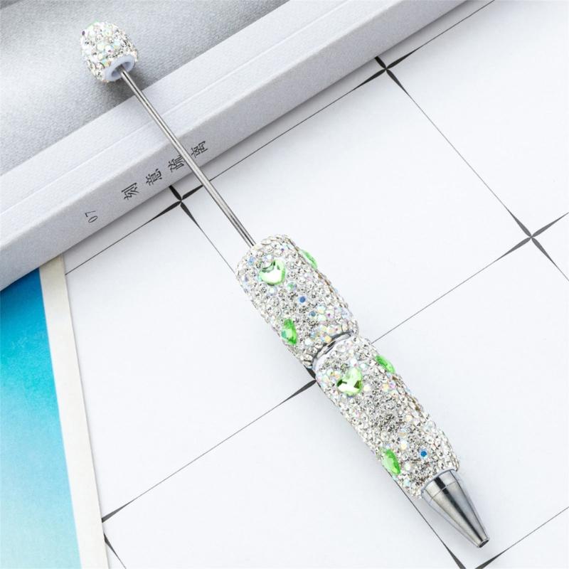 6pcs Rhinestones Fancy Pen Ballpoint Pen Smooth Writing Pen 1.0mm Glittering Beadable Pen Stationery Pen for School
