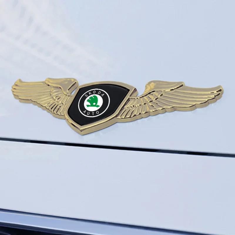 WMZW4 Car Front Bonnet Emblem Sticker for Skoda Fabia 1 Octivia RS Superb 2 Rapid Kodiaq A7 Karoq Citigo Yeti Kamiq Vision S 3d Badge