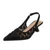 New Summer Mesh Lace Transparent Head Fine Kitten Heels Women Wear Pointed Toe Shallow Mouth Non-slip Sandals