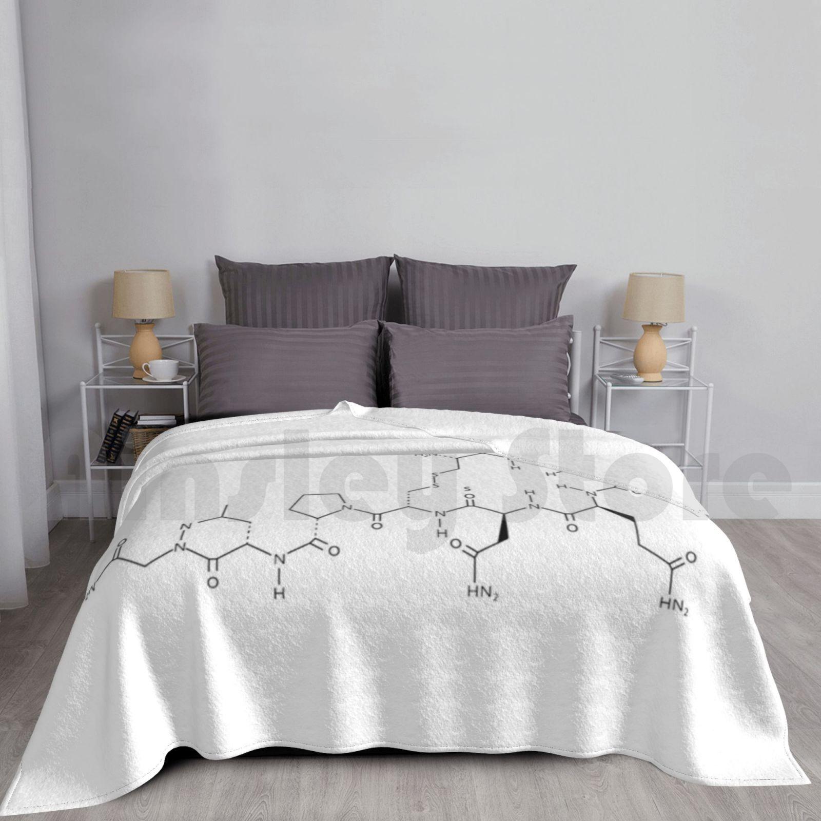 Love Chemistry Molecules Art Blanket For Sofa Bed Travel Love Oxytocin Chemistry Molecule Science Nerd Chemical Size: 75*100cm, Weight: 230 GSM