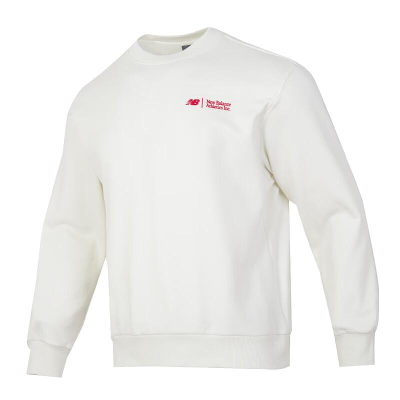 New Balance Crew Neck Casual Fleece Lined Comfortable Long Sleeved Sweatshirt Men s Ecru AMT44325-CIC M