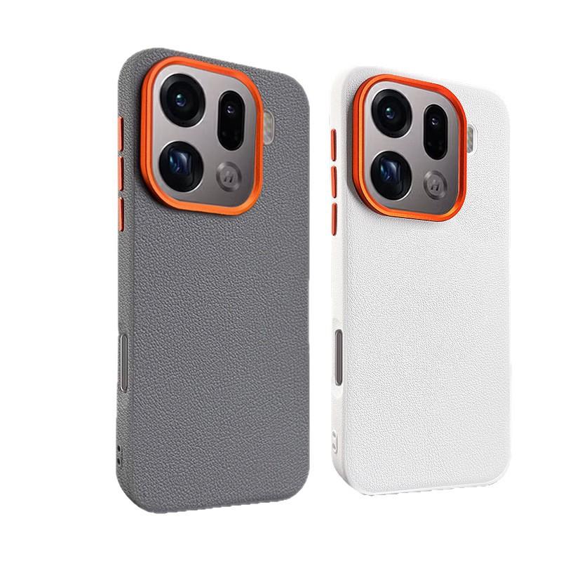 Funda de Teléfono Móvil de Cuero Liso con Succión Magnética FindX9 para Oppo Find X9 Pro Pantalla Curva+Lente de Metal+Carcasa Dura Integral