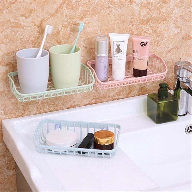 Double Suction Cup Kitchen Drainage Shelf Multifunctional Sponge Storage Rack(random color)