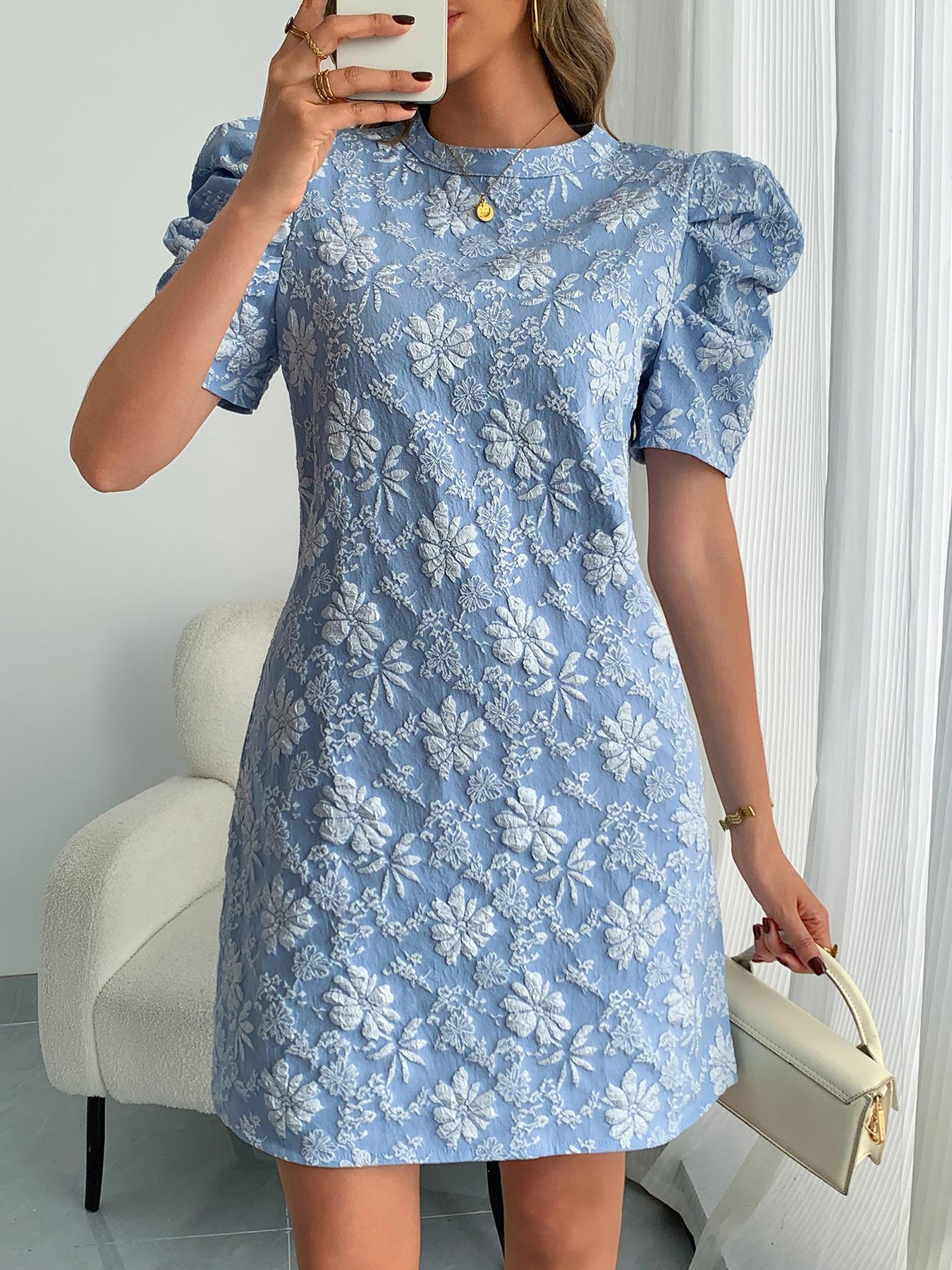 European Style Summer Women Round Neck Vintage Maxi Dress M