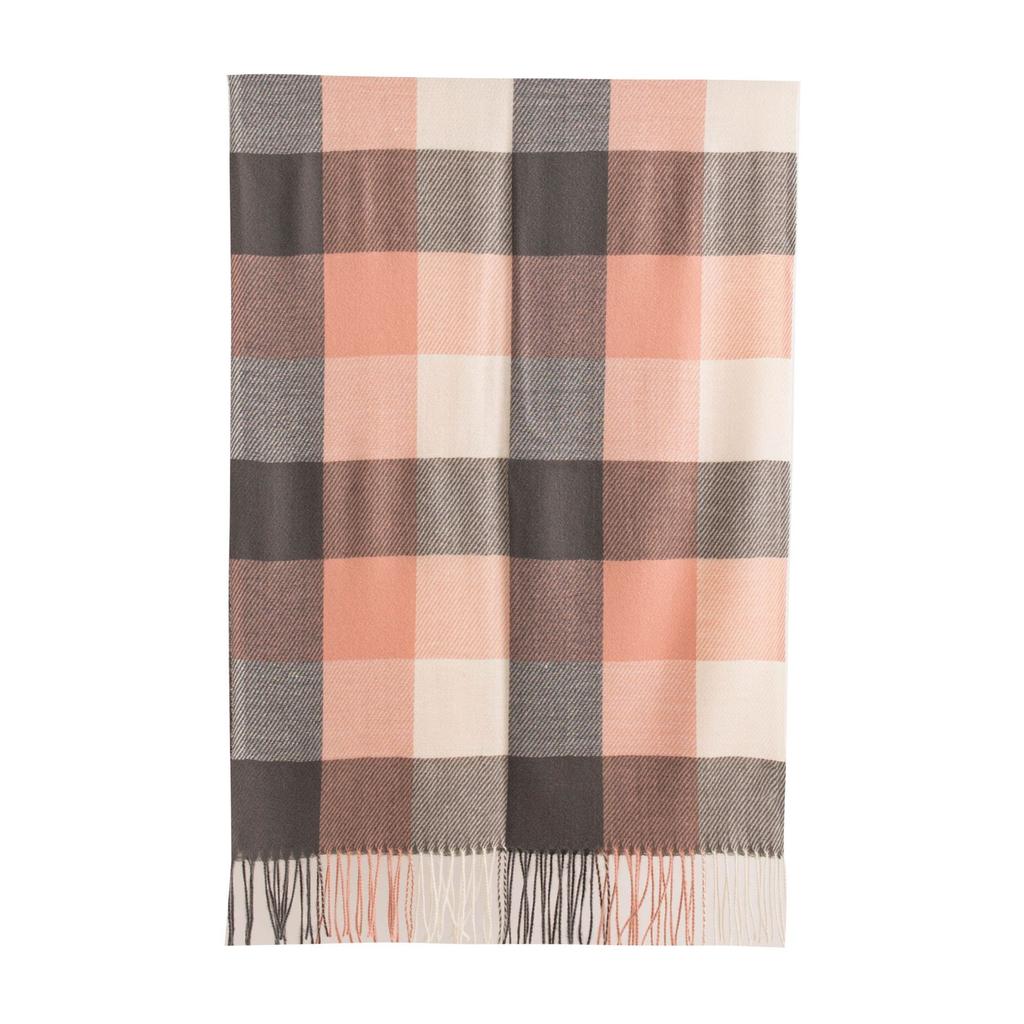 Winter New Plaid Scarf Printed Tassel Imitation Cashmere Scarf Fashionable Sweet Shawl Mid Length Thick Warm Scarf