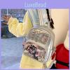 Color Simple Blocked Student Backpack With Transparent Compartment Display Badge