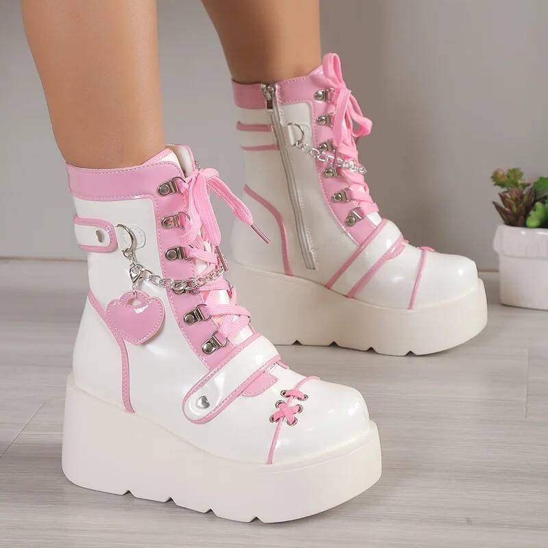 New Japanese Style Women's Ankle Boots Autumn Winter Round Toe Heightening Thick Platform Cosplay Boots