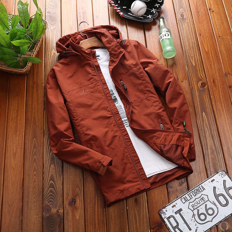 Men's Coat Jacket Youth Autumn Thin Large Size Solid Color Outdoor Top Youth Men's Outdoor Windbreaker