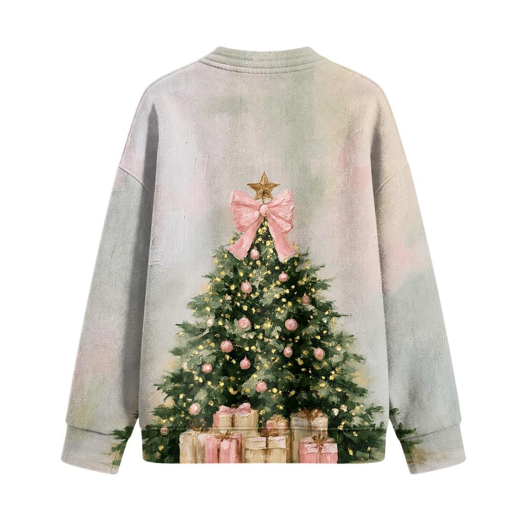 Women's Casual Christmas Print Button Front Coat for Winter Holiday and Daily Wear
