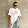 Lady Women's Loose T-shirt Russian Style Art Letter Summer Casual Y2K Street Minimalist Loose Fit Top Streetwear