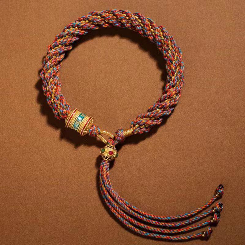 Colorful Tibetan Handmade Wealth God Bracelet – Cotton Thread Red String for Birth Year
