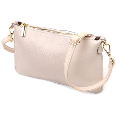 Γυναικείο τσαντάκι-clutch για το καλοκαίρι με δύο λουριά από γνήσιο δέρμα Vintage 22648 Λευκό