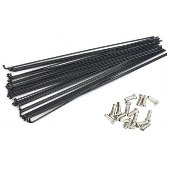 16Pcs 251mm-269mm MTB Mountain Bicycle Bike Wheel Steel Spokes Parts with Caps