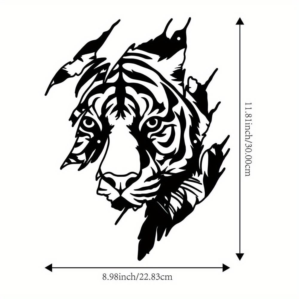Metal Tiger Wall Sculpture Iron Animal Art Outdoor Indoor Decor for Living Room Yard Balcony Garden