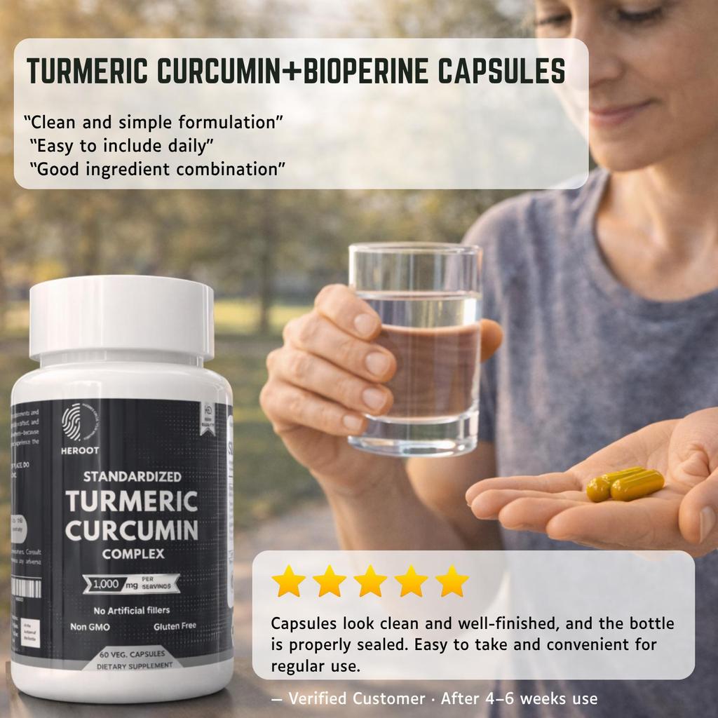 Kurkuma Curcumin mit BioPerin Kapseln | 1000 mg | Nahrungsergänzungsmittel