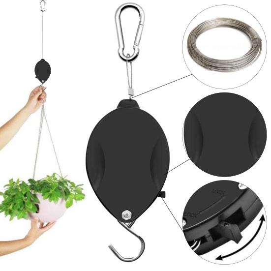 3 Pcs Retractable Plant Hanger Heavy Duty Plant Pulley Easy