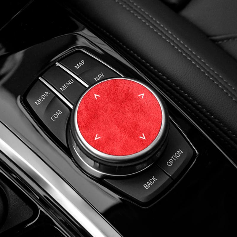 BLT1 For BMW 1/3/4/5/7 Series/3GT/5GT/i3/X3/X4/X5/X6 Top Suede Handbrake Button Sticker Anti-Scratch Car Interior Tuning Accessories