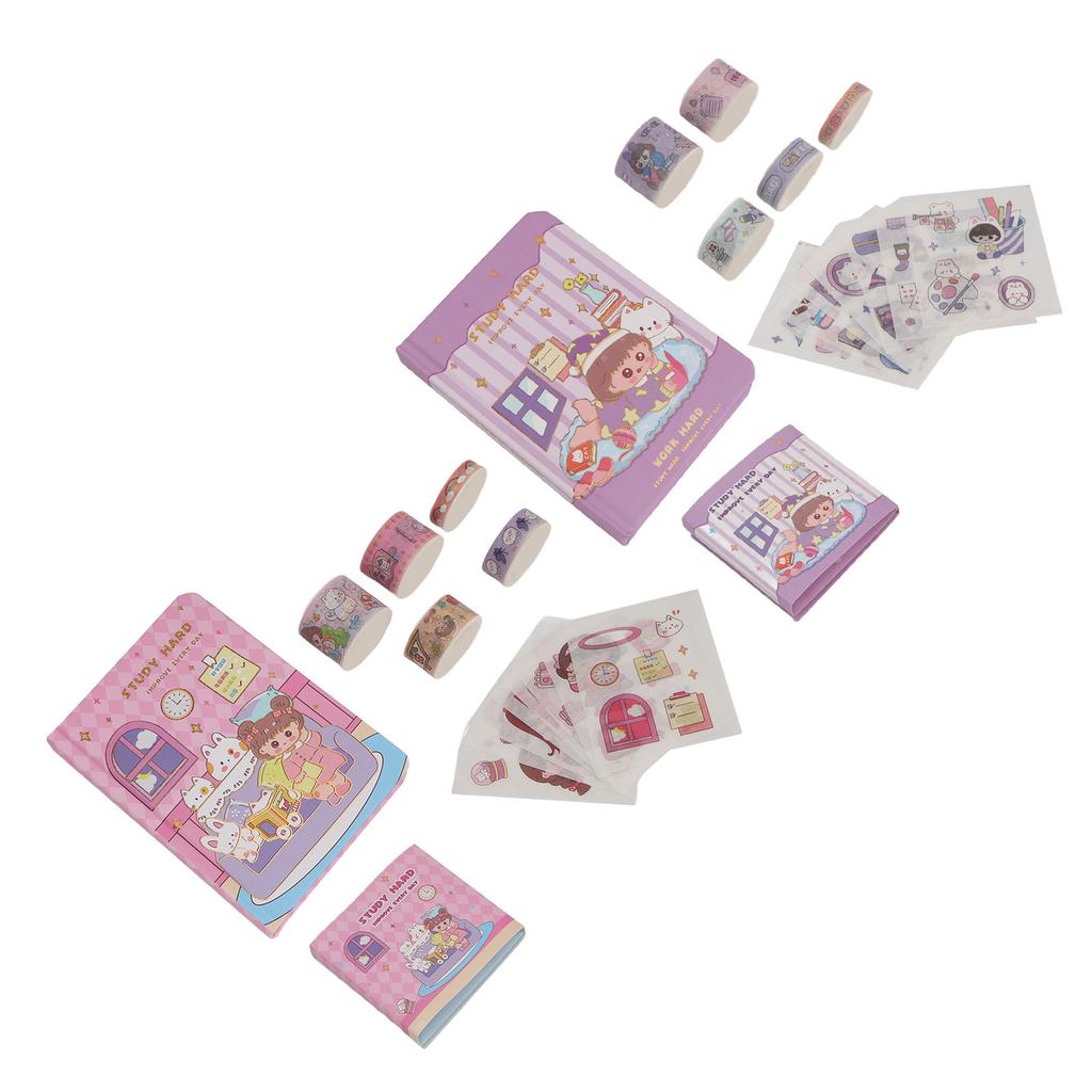 Japanese Paper Stickers Set Cute Cartoon Clear Printing Art Stickers Set for Handbook Diary Envelope
