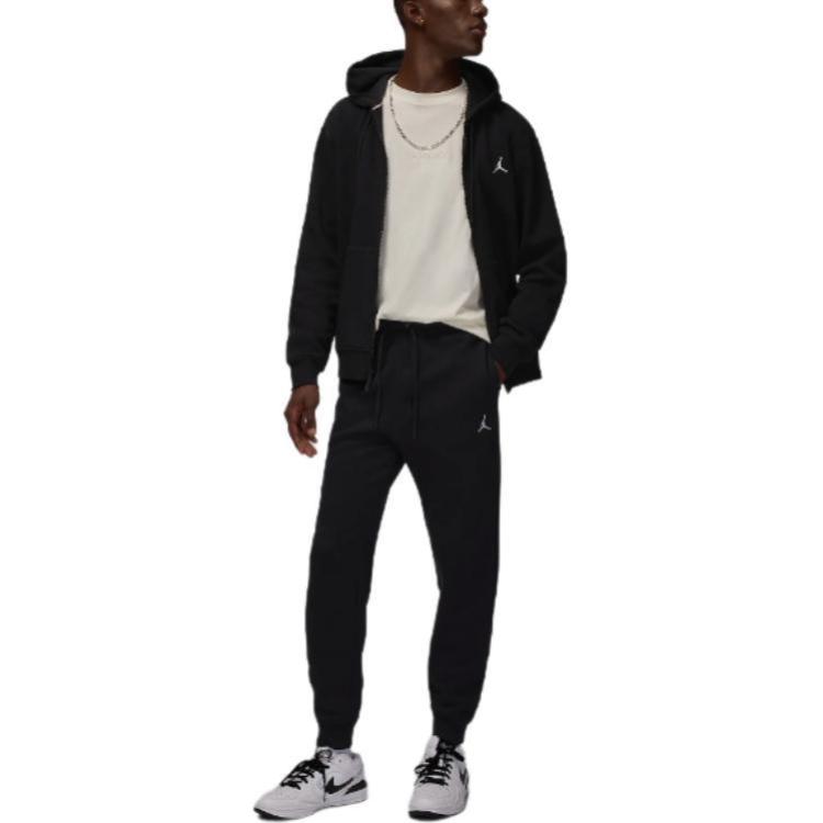 Jordan Brooklyn Schnürhose Einfarbig Bequem Weich Hautfreundlich Mittelhoch Geschnitten Stricksporthose Herren Unterteile Schwarz FV7277-010