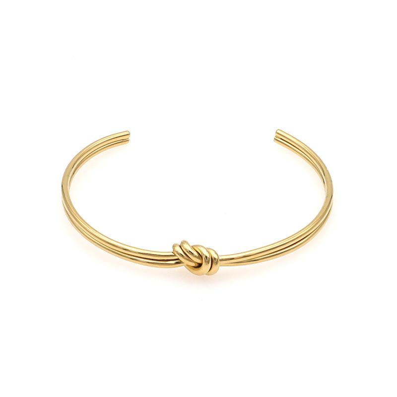 Wind Personality Fashion C-Shaped Bracelet Advanced Sense Double-Layer Knotted Opening Titanium Steel Bracelet Does Not Fade