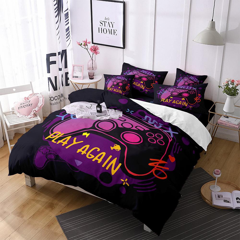 Gamepad Three-Piece Mobile Game Elements 3D Digital Printing Quilt Cover Bedding Four-Piece Set