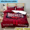 3pcs Custom Name Basketball Pride Rockets Bedding Set Includes 1 Duvet Cover & 2 Pillowcases for All Seasons Dormitory Home Decor Christmas Gifts